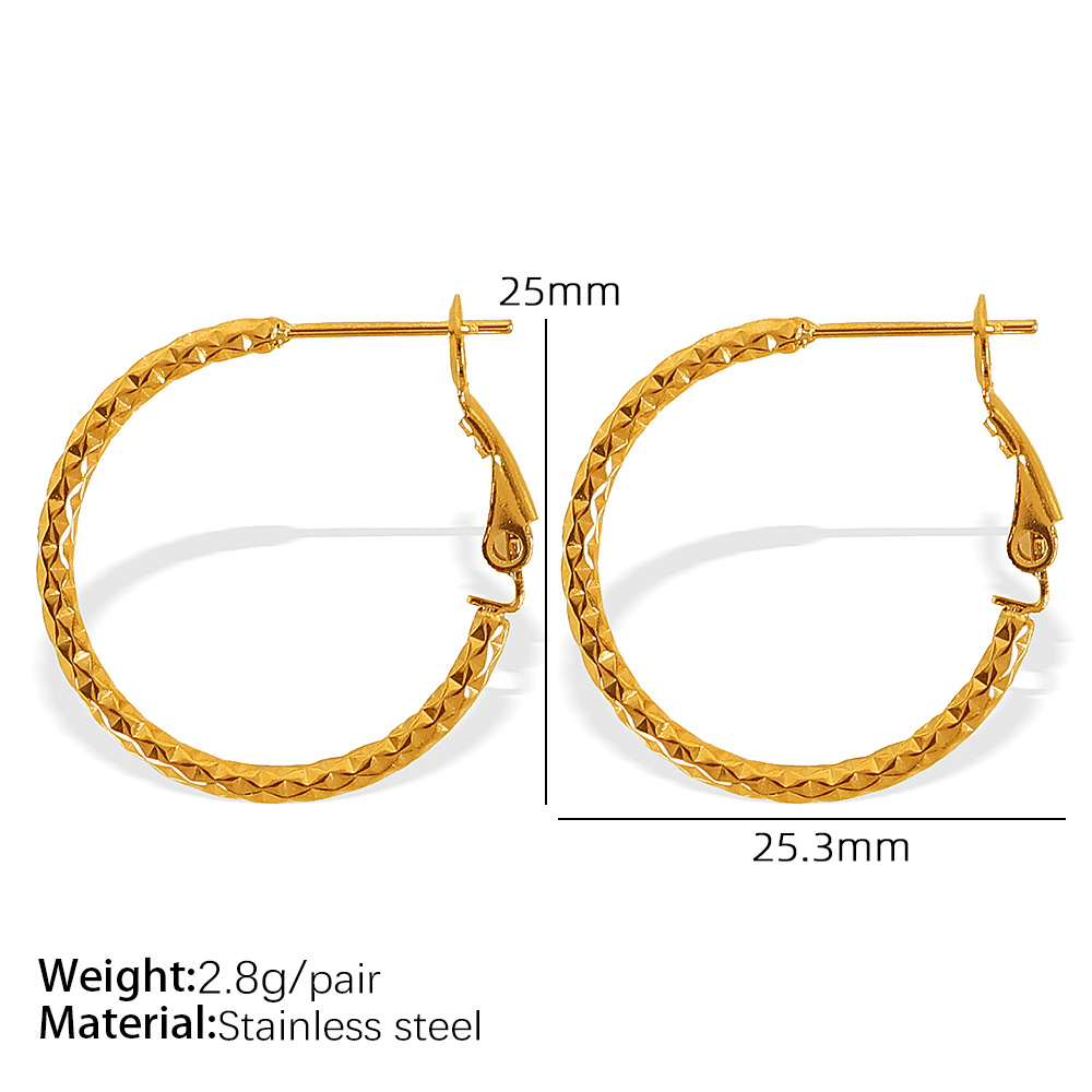 1 Pair Simple Series Classic Solid Color Stainless Steel  Gold Color Women's Hoop Earrings h5 