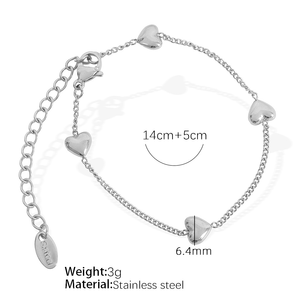 1 Piece Romantic Series Classic Heart Titanium Steel  Gold Color Women's Charm Bracelets h5 