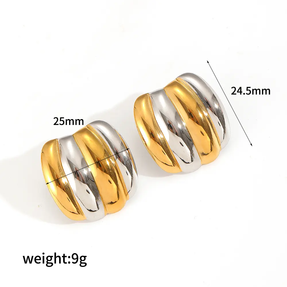 1 Pair Simple Series Simple Geometric Stainless Steel  Gold Color Women's Stud Earrings h5 