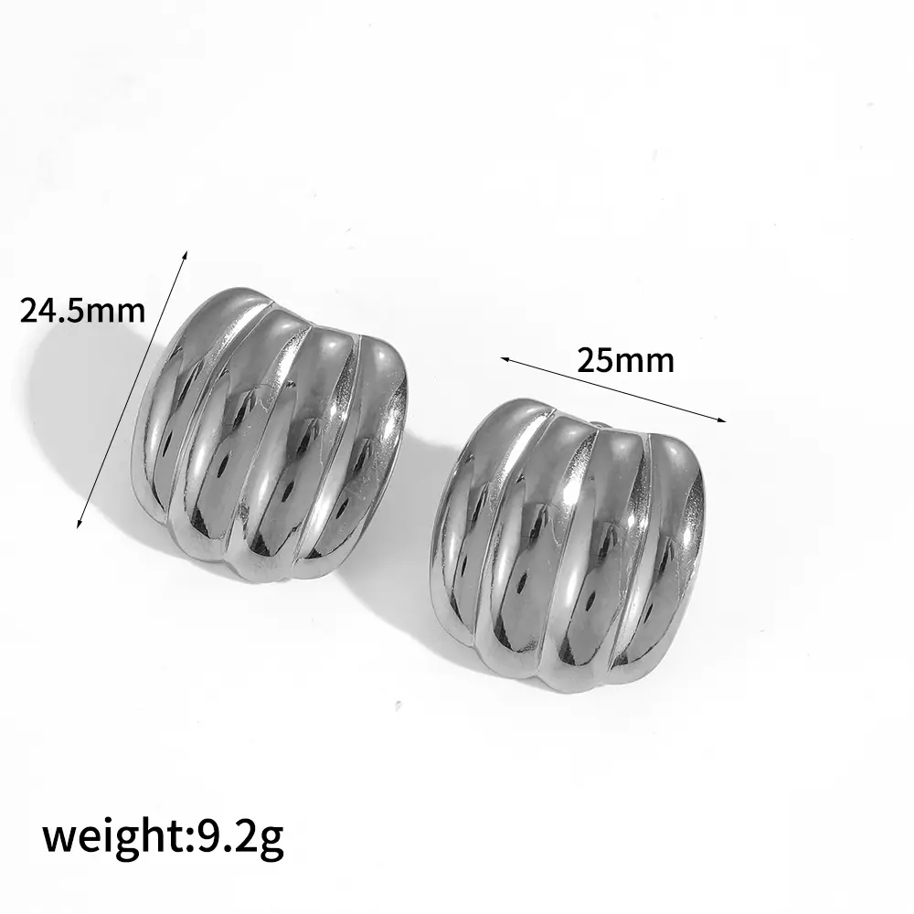 1 Pair Simple Series Simple Geometric Stainless Steel  Gold Color Women's Stud Earrings h5 