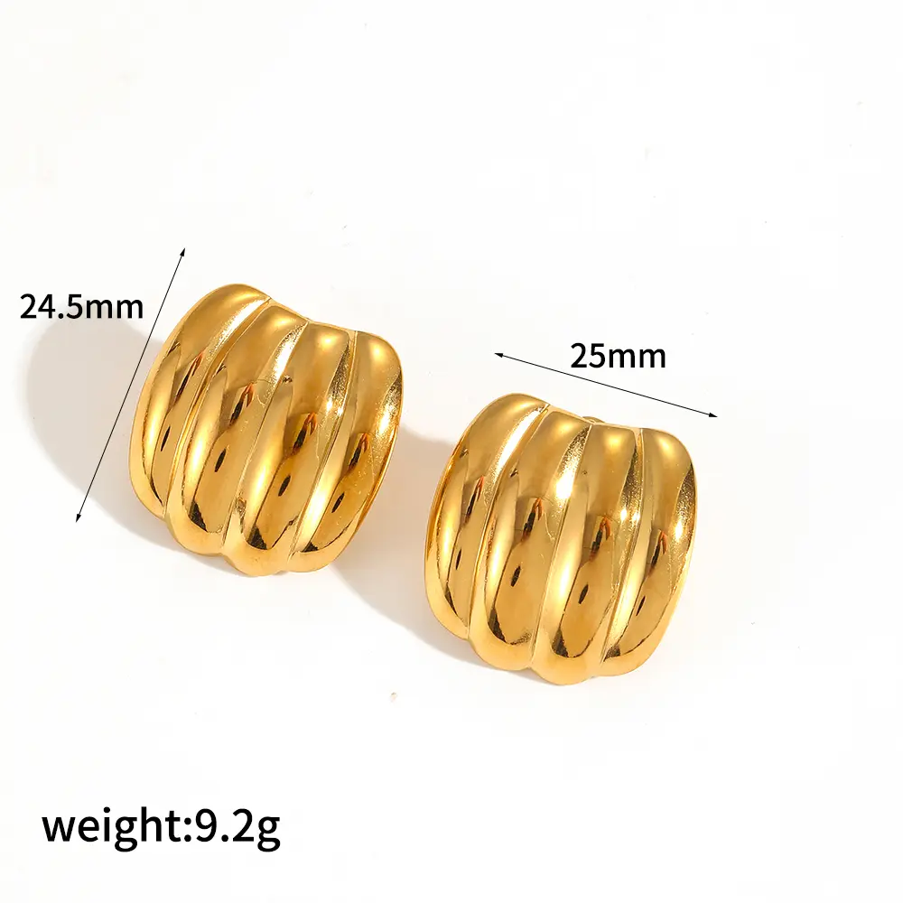 1 Pair Simple Series Simple Geometric Stainless Steel  Gold Color Plated Women's Stud Earrings h5 