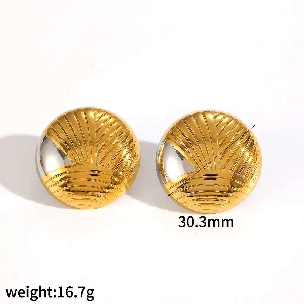 1 Pair Simple Series Casual Geometric Stainless Steel  Gold Color Women's Stud Earrings h5 