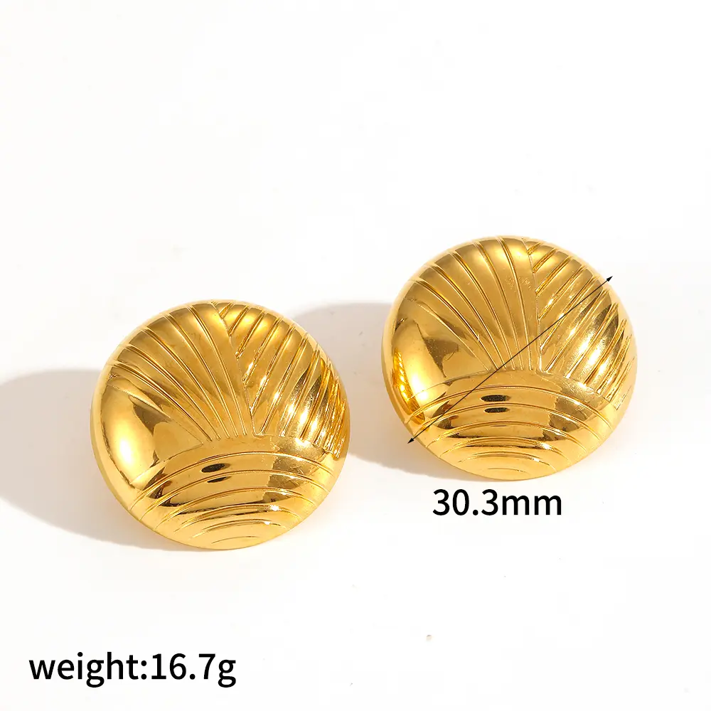 1 Pair Simple Series Casual Geometric Stainless Steel  Gold Color Plated Women's Stud Earrings h5 