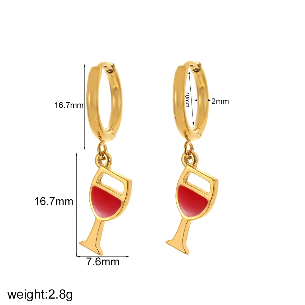 1 Pair Simple Series Daily Goblet Stainless Steel  Gold Color Plated Women's Dangle Earrings h5 