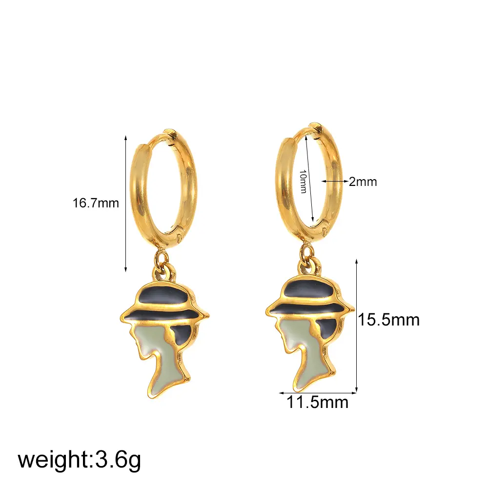 1 Pair Simple Series Daily Lady Shape Stainless Steel  Gold Color Plated Women's Dangle Earrings h5 