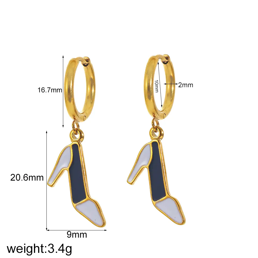 1 Pair Simple Series Daily High-heel Shoe Stainless Steel  Gold Color Plated Women's Dangle Earrings h5 