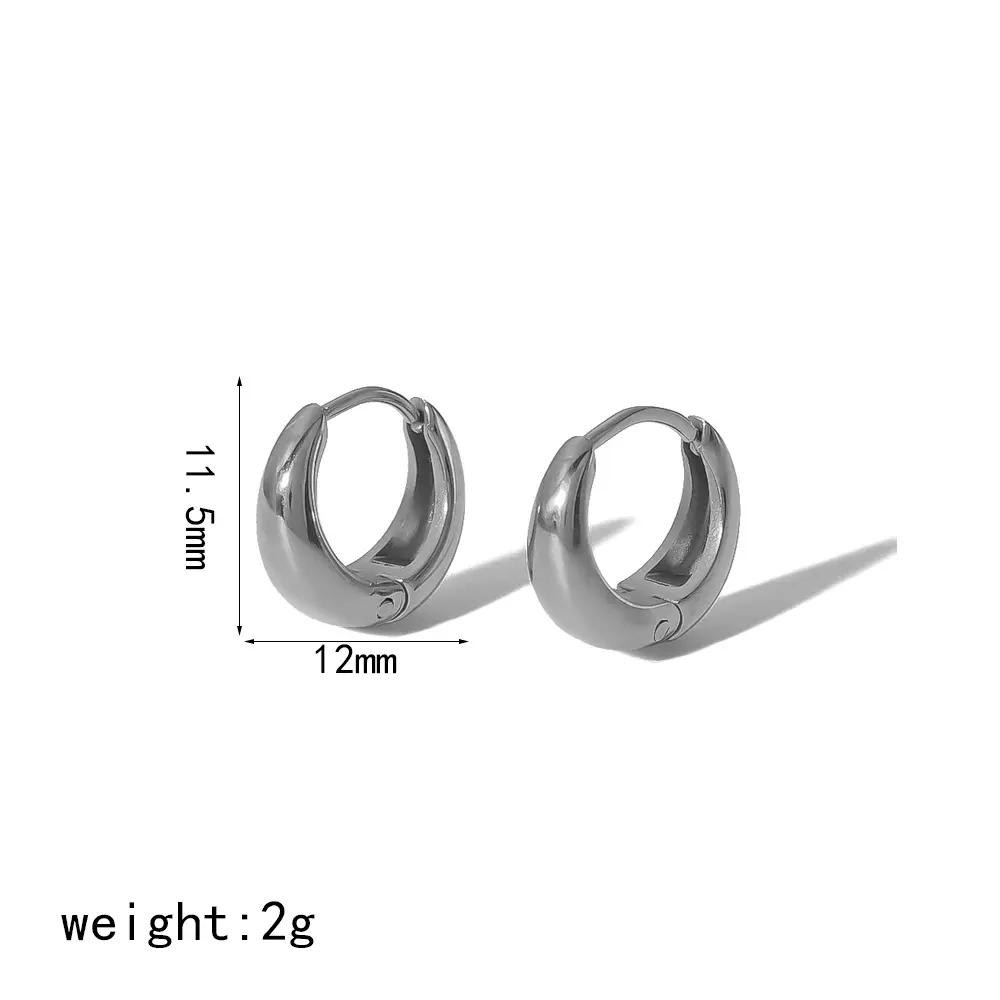 1 Pair Simple Series Casual Round Stainless Steel  Gold Color Women's Hoop Earrings h5 