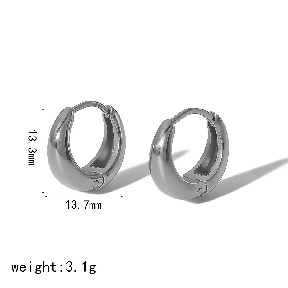 1 Pair Simple Series Casual Round Stainless Steel  Gold Color Women's Hoop Earrings h5 