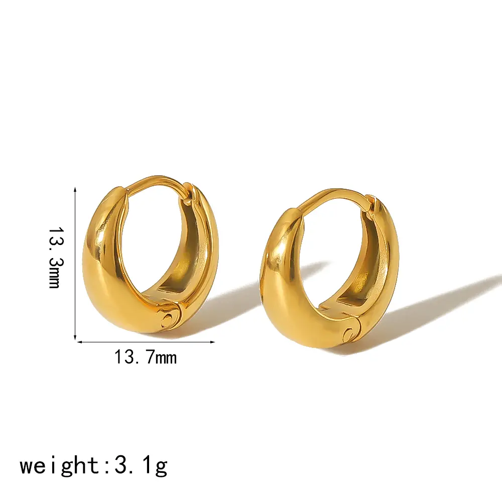 1 Pair Simple Series Casual Round Stainless Steel  Gold Color Plated Women's Hoop Earrings h5 