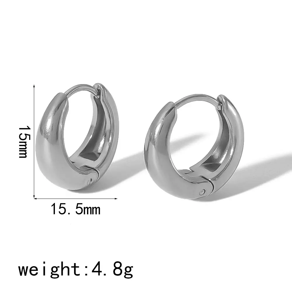 1 Pair Simple Series Casual Geometric Stainless Steel  Gold Color Women's Hoop Earrings h5 