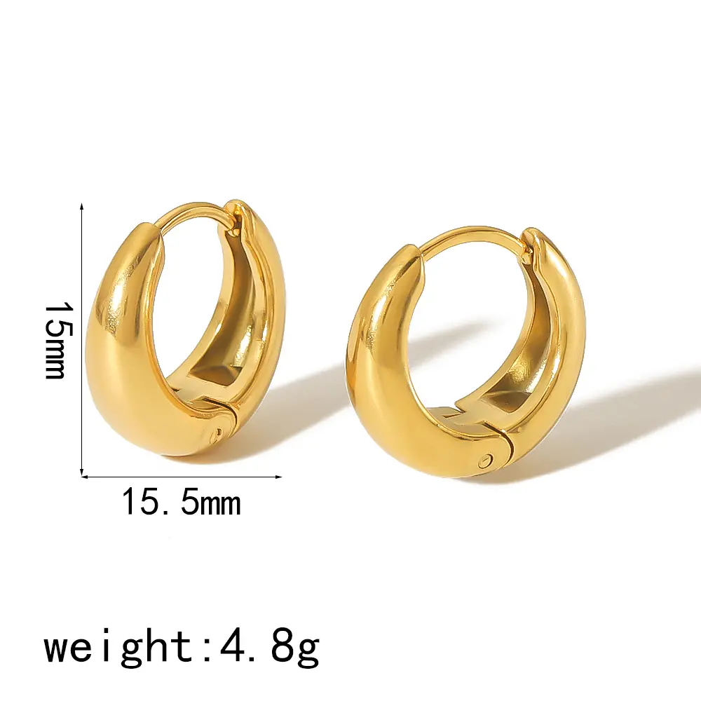 1 Pair Simple Series Casual Geometric Stainless Steel  Gold Color Plated Women's Hoop Earrings h5 