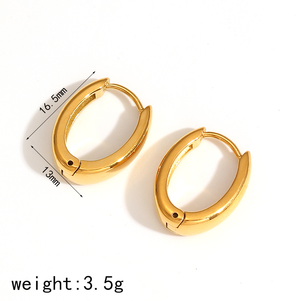 1 Pair Simple Series Casual Geometric Stainless Steel  Gold Color Plated Women's Hoop Earrings h5 