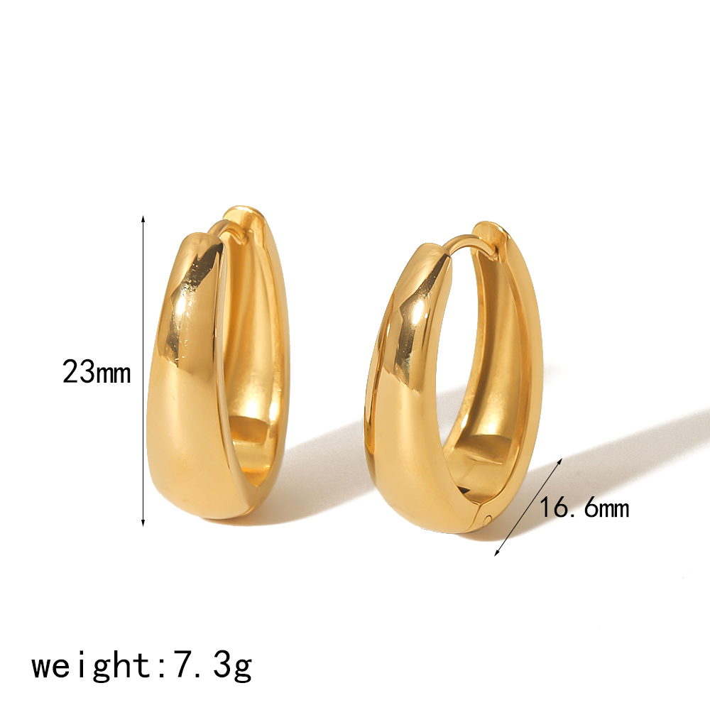 1 Pair Simple Series Casual Geometric Stainless Steel  Gold Color Plated Women's Hoop Earrings h5 