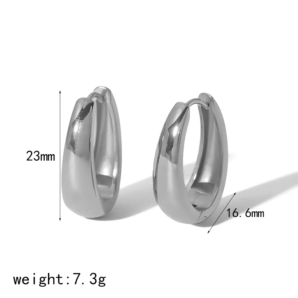 1 Pair Simple Series Casual Geometric Stainless Steel  Gold Color Women's Hoop Earrings h5 