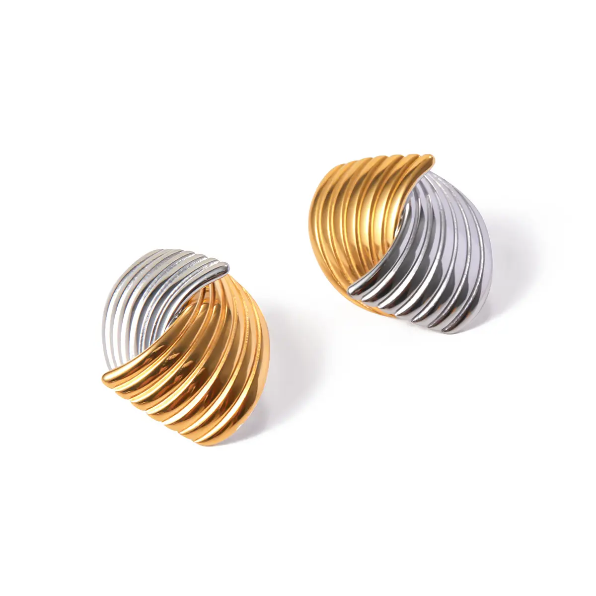 1 Pair Fashion Simple Style Commute Geometric Stainless Steel  Gold Color Women's Stud Earrings h5 