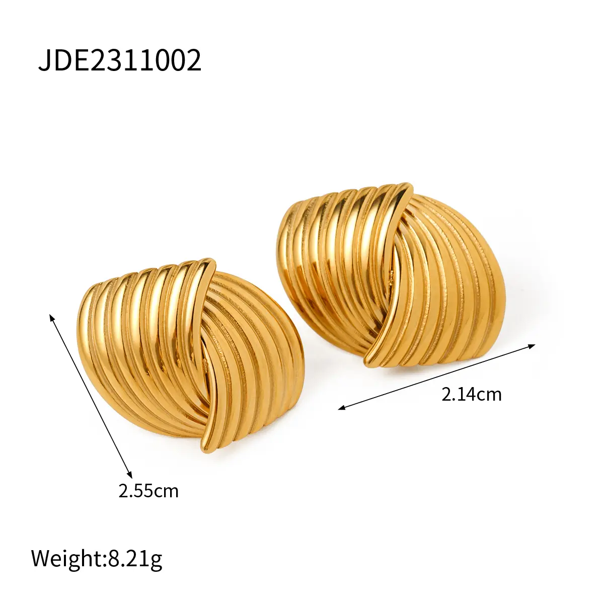 1 Pair Fashion Simple Style Commute Geometric Stainless Steel  Gold Color Women's Stud Earrings 2