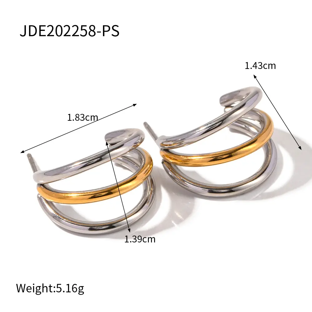 Gold & Silver / 1 Pair Simple Style Glossy Geometric Stainless Steel  Gold Color Women's Hoop Earrings 