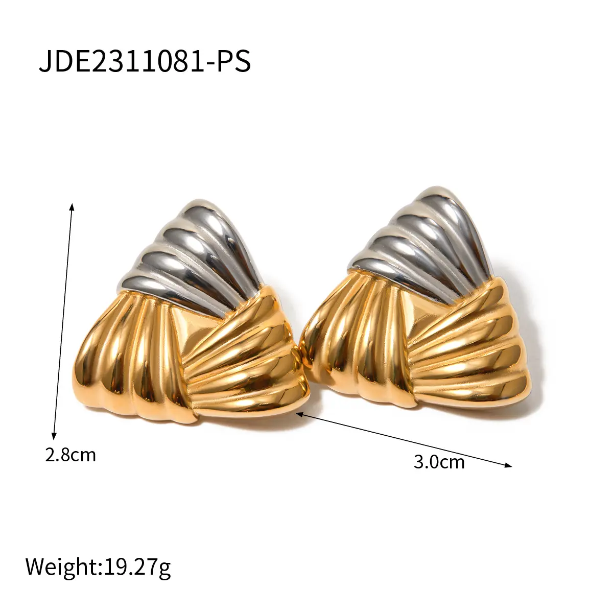 1 Pair Simple Style Twist Triangle Stainless Steel  Gold Color Women's Stud Earrings h5 Picture3