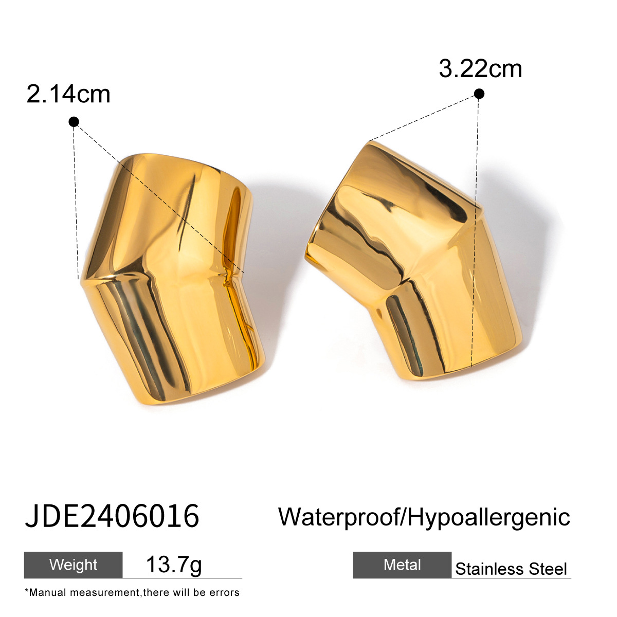 1 Pair Simple Style Geometric Titanium Steel  Gold Color Women's Stud Earrings h5 