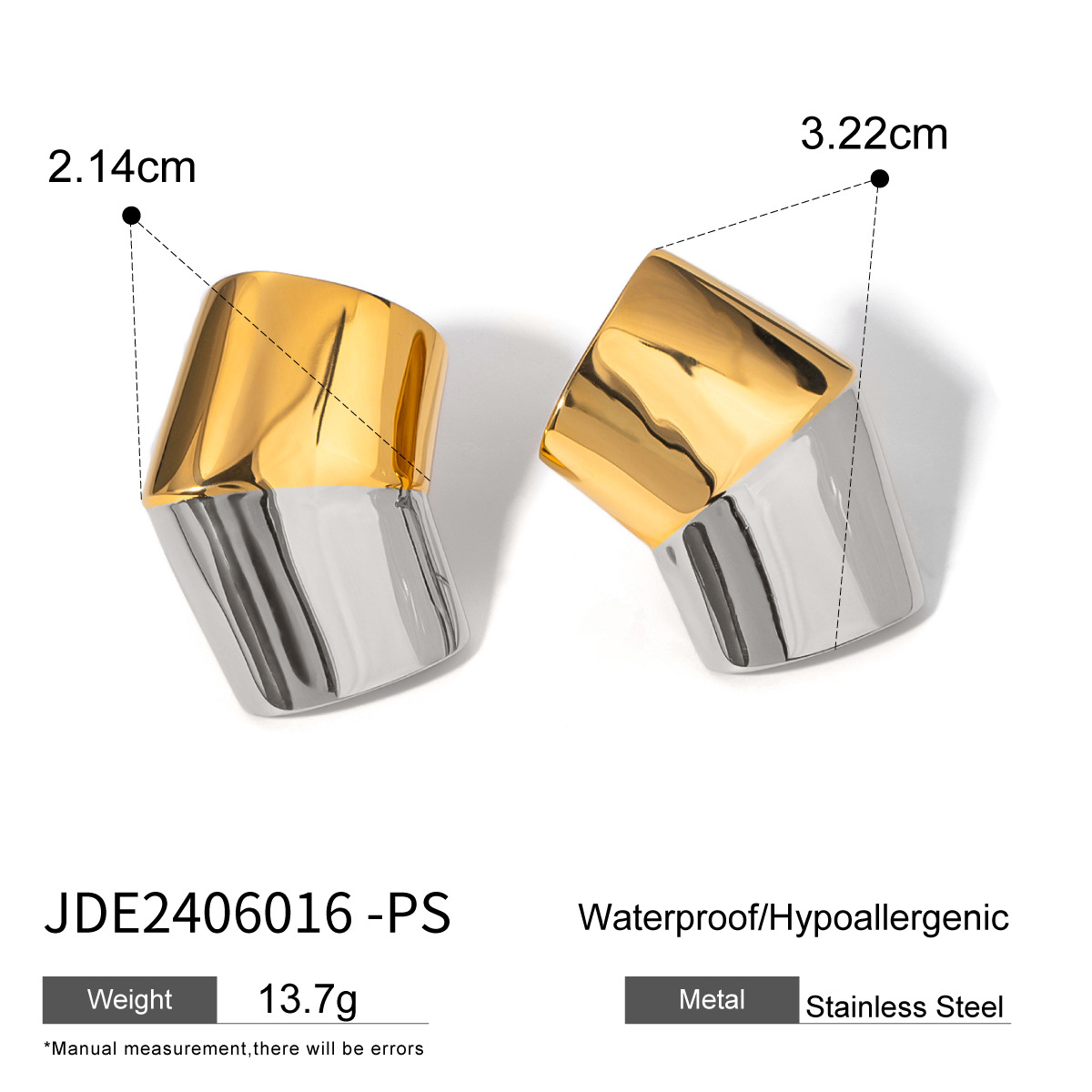 1 Pair Simple Style Geometric Titanium Steel  Gold Color Women's Stud Earrings h5 Picture4