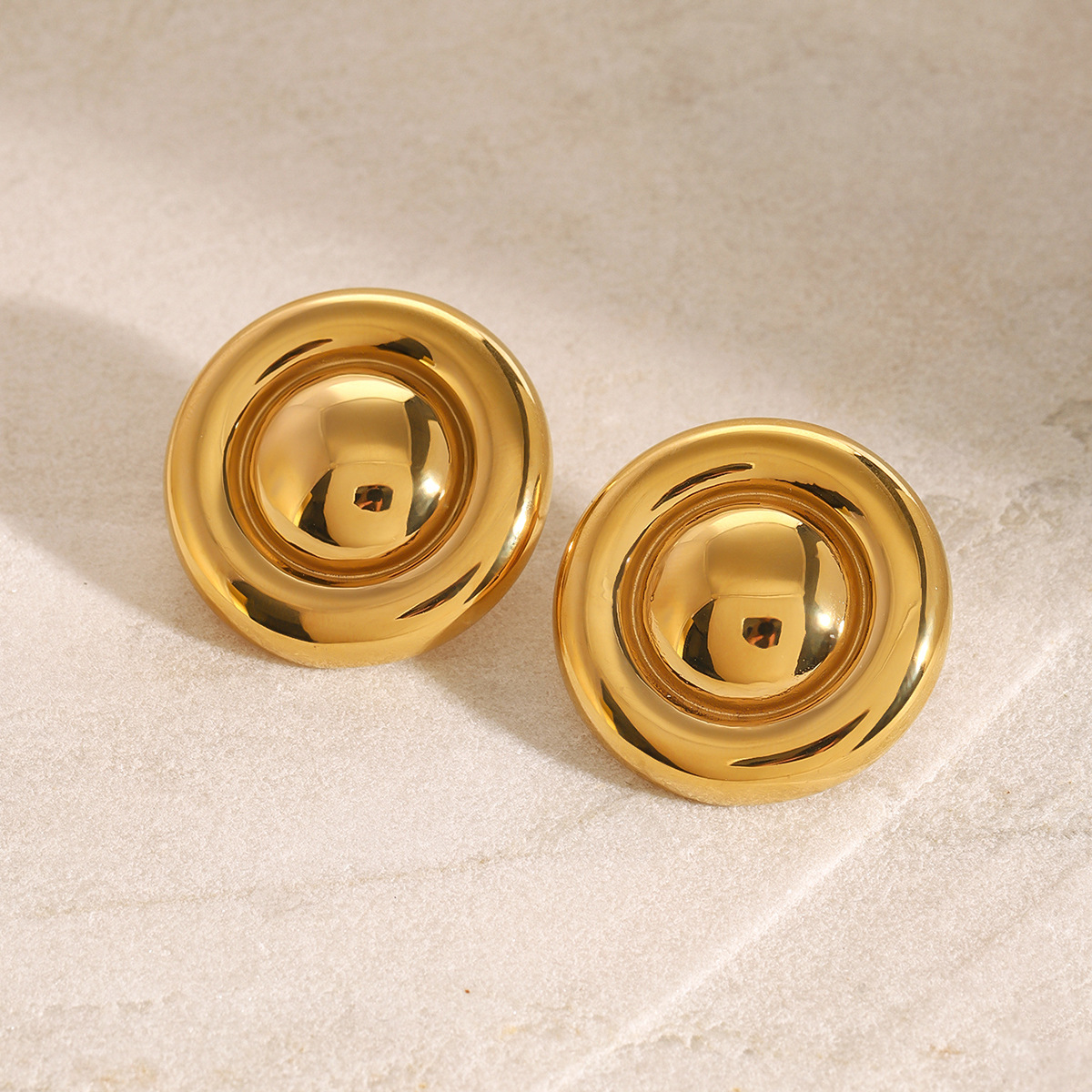 1 Pair Simple Classic Style Thread Geometric Shape Stainless Steel  Gold Color Women's Stud Earrings h5 