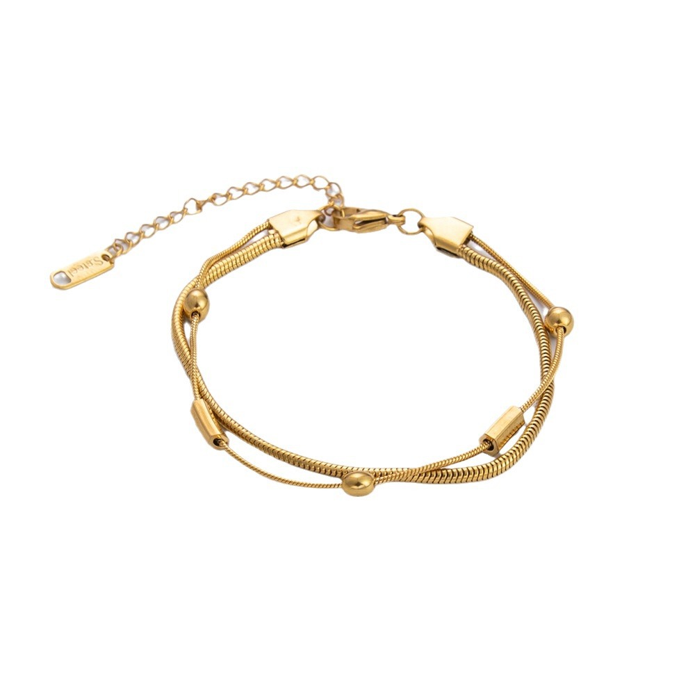 Goldfarbe / 1 Stück klassische Serie täglich einfarbig Edelstahl Gold Farbe DIY Damen Kettenarmbänder 