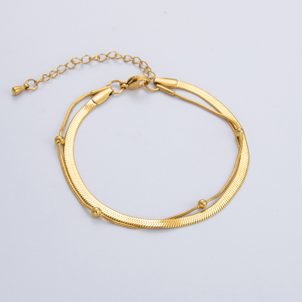 1 Piece Classic Series Daily Solid Color Stainless Steel Gold Color DIY Women's Chain Bracelets h5 