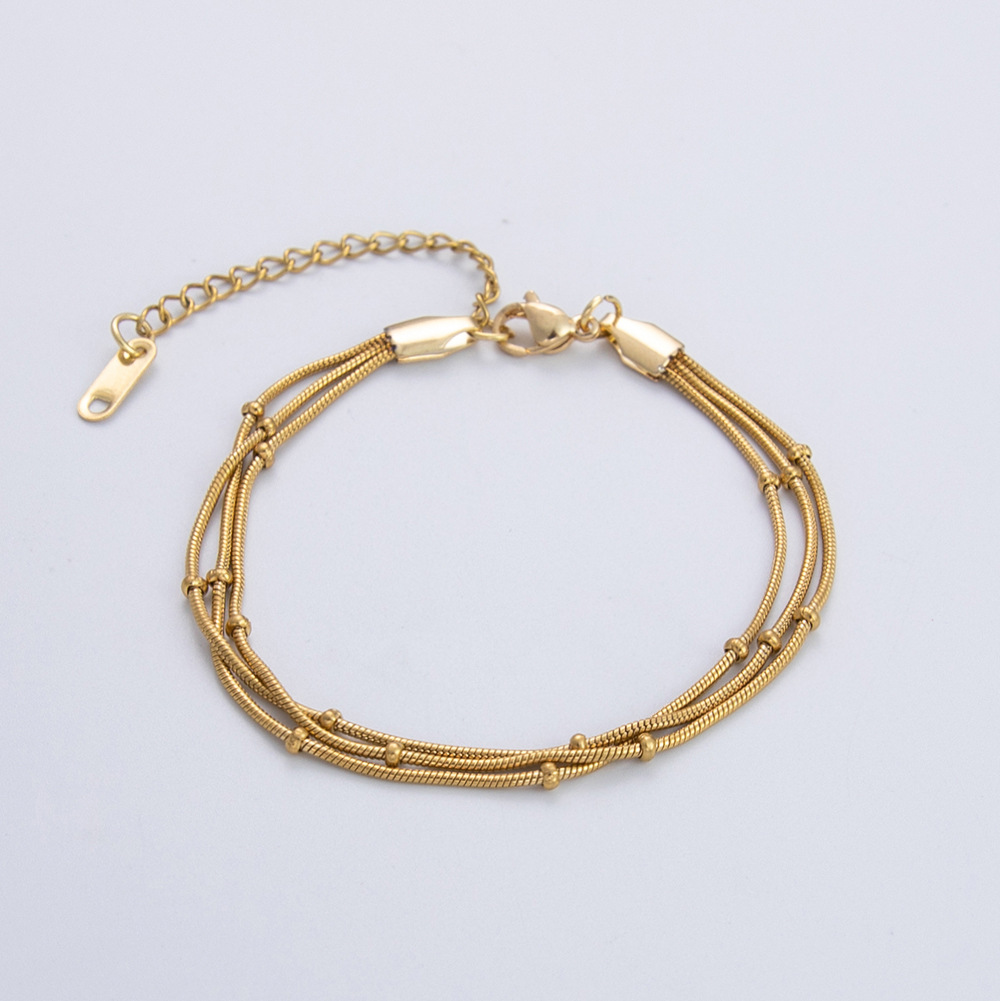 Goldfarbe / 1 Stück klassische Serie täglich einfarbig Edelstahl Gold Farbe DIY Damen Kettenarmbänder Bild7