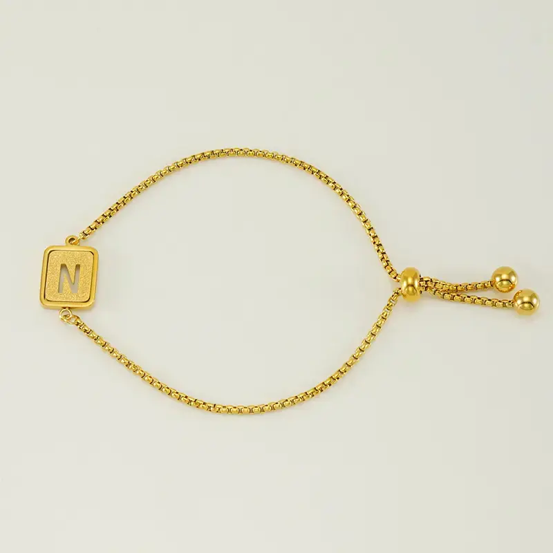 1 Piece Minimalist Series Daily Letter N Stainless Steel Gold Color Women's Chain Bracelets h5 