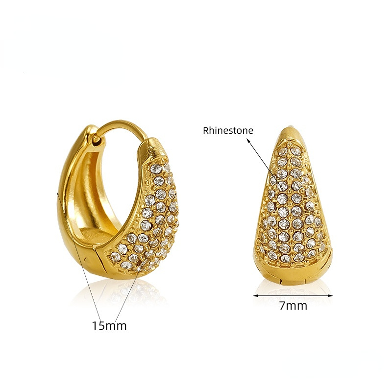 1 Pair Luxurious Series Modern Daily Stainless Steel Gold Color Women's Hoop Earrings h5 