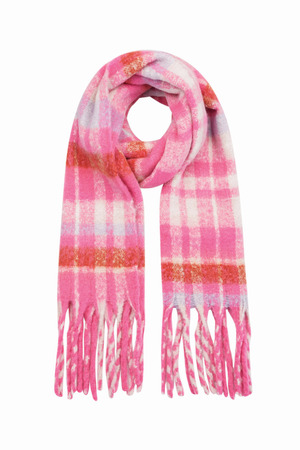 Checkered winter scarf pink Rose Polyester h5 