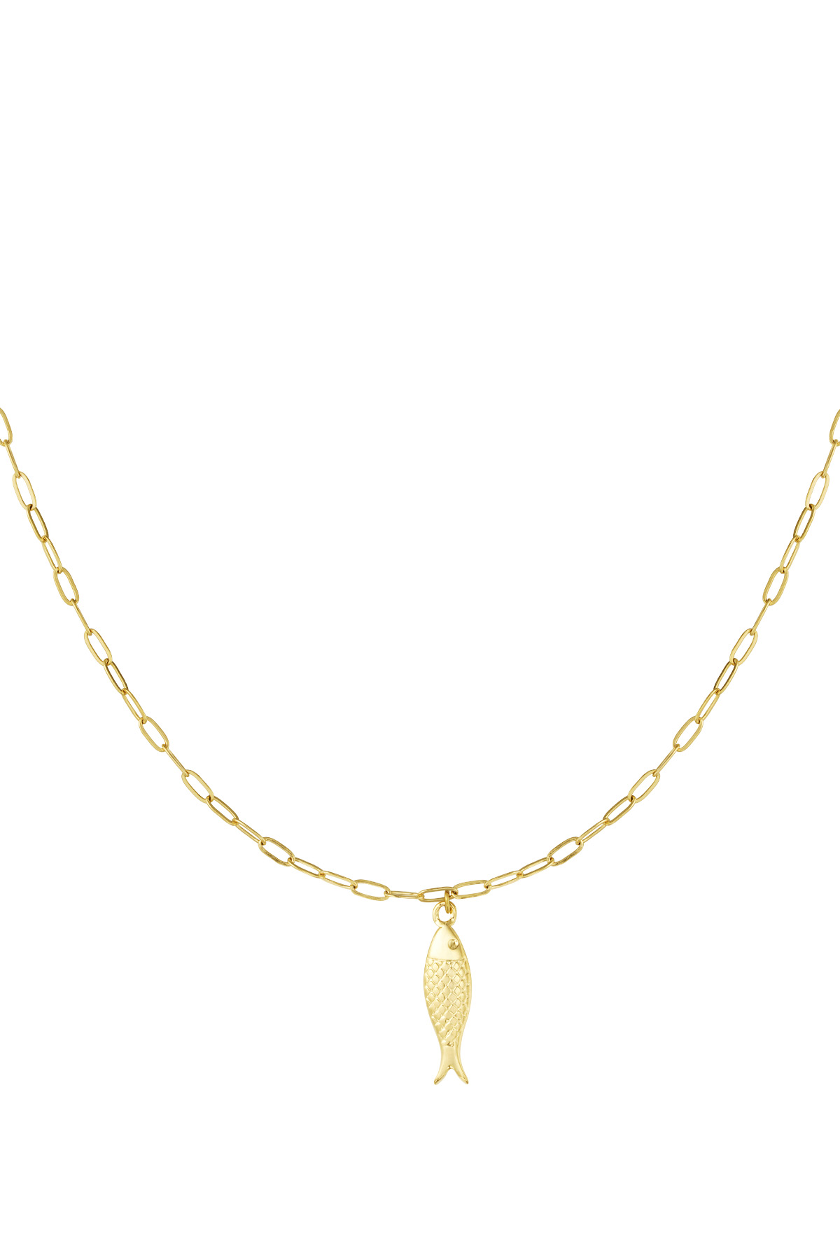 Fish charm necklace - gold h5 