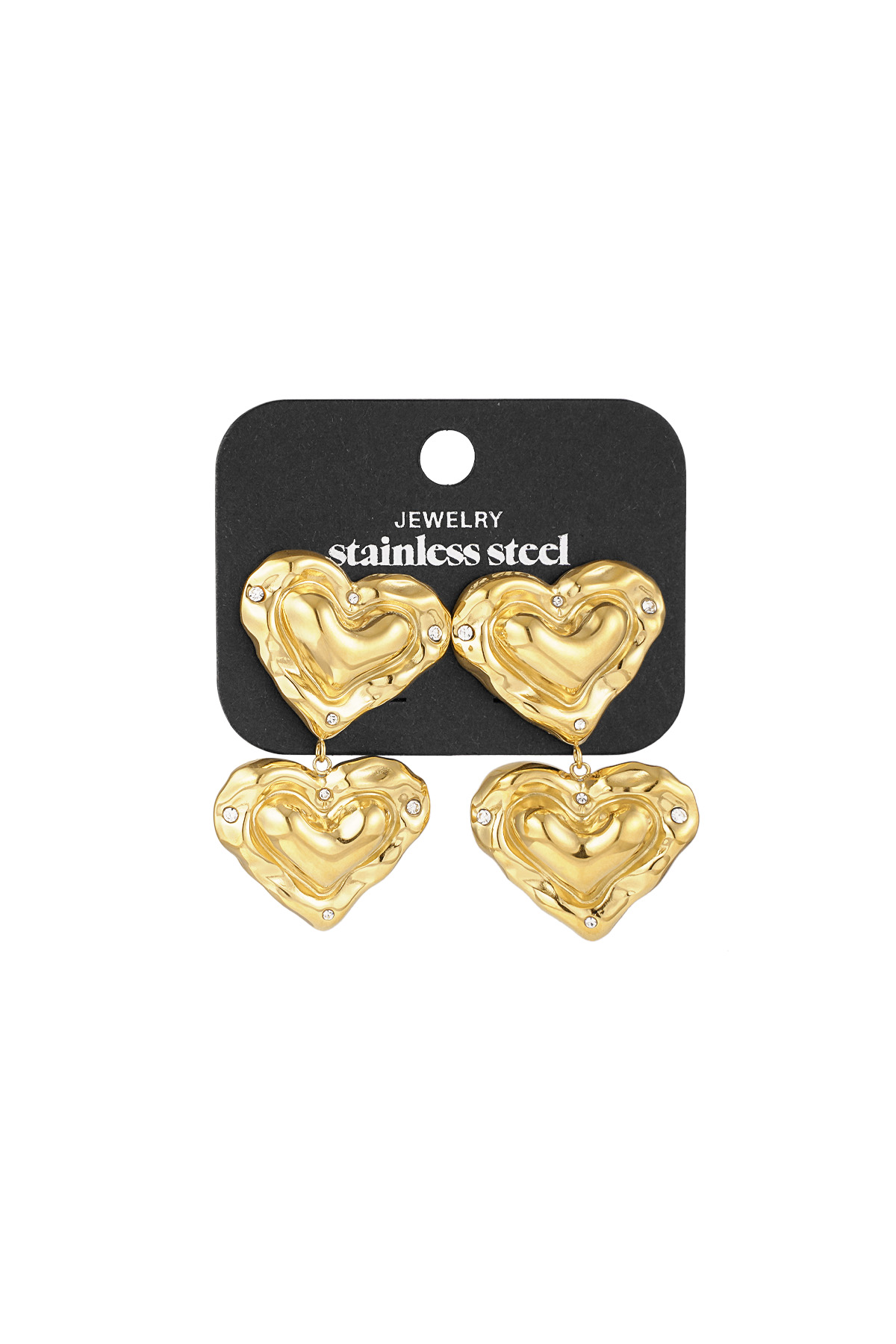 Pendientes de corazones burbujeantes - oro h5 Imagen3