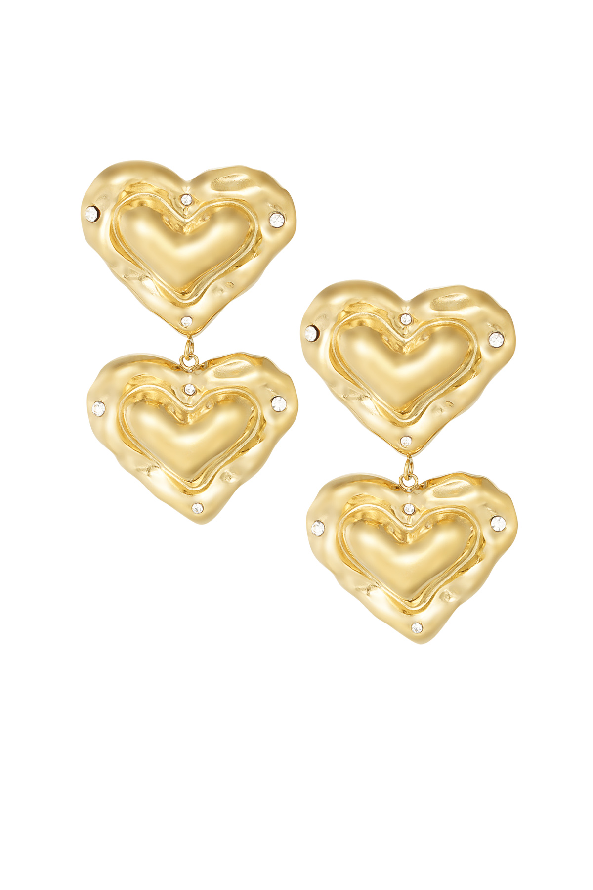 Pendientes de corazones burbujeantes - oro h5 