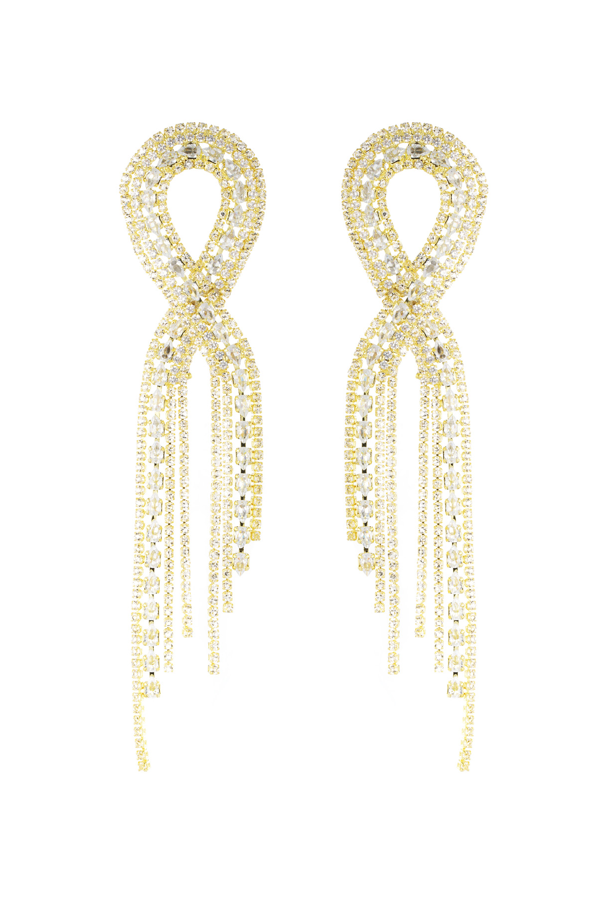 Glimmering ribbon earrings - gold h5 