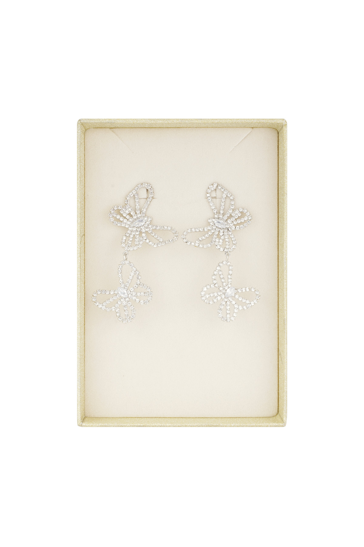 Butterfly sparkle earrings - silver h5 