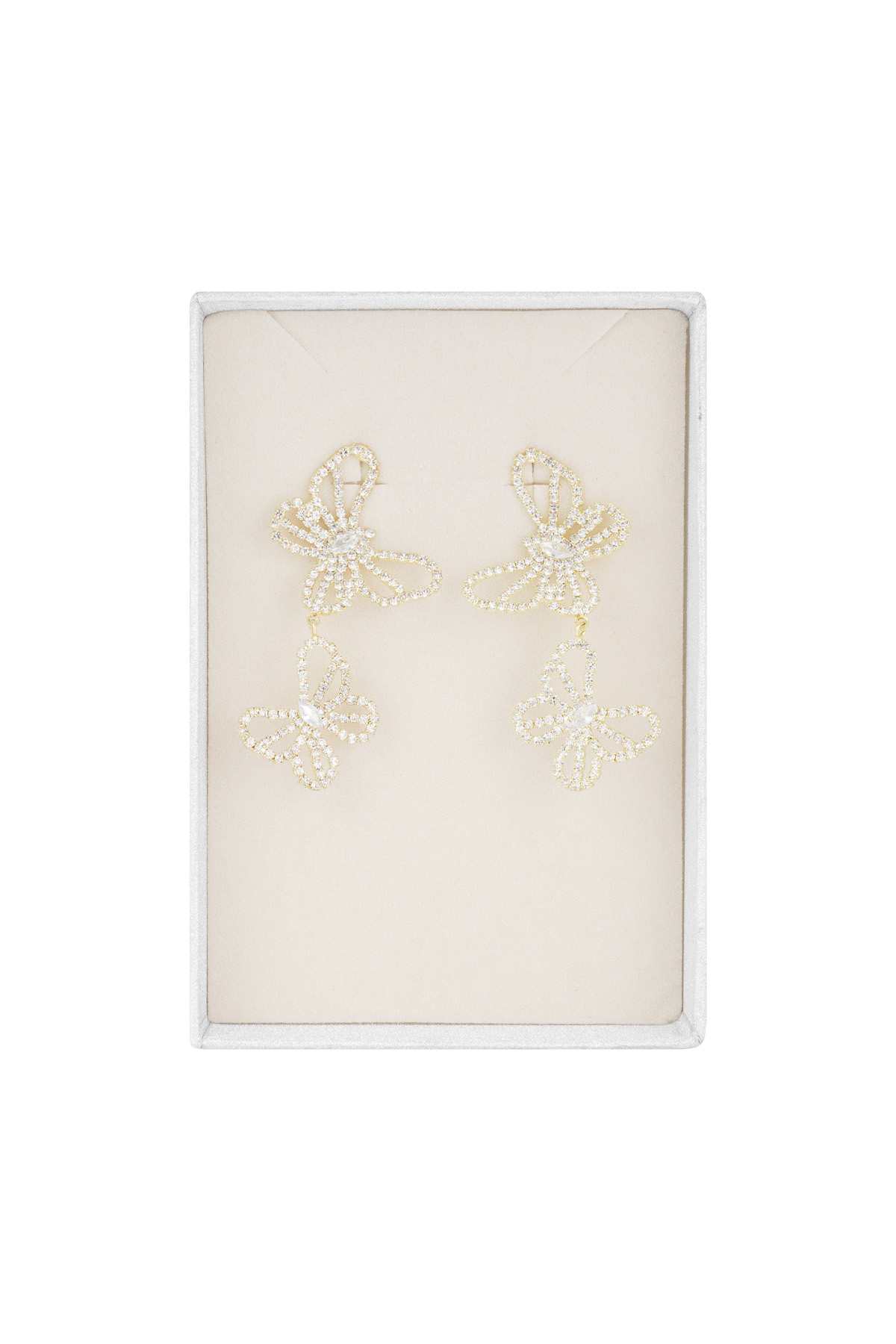 Pendientes mariposa brillante - oro h5 