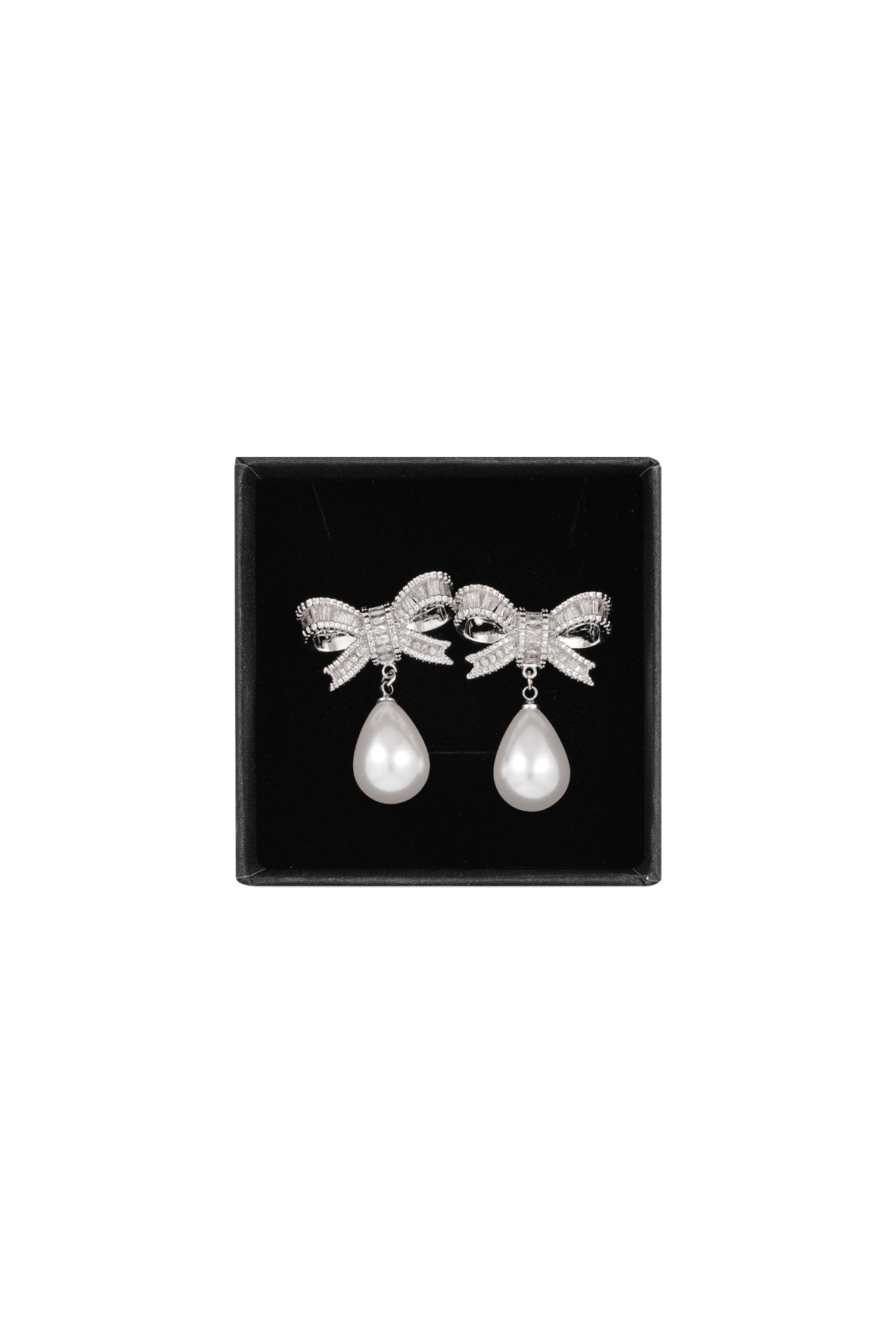 Classic bow & pearl earrings - silver 