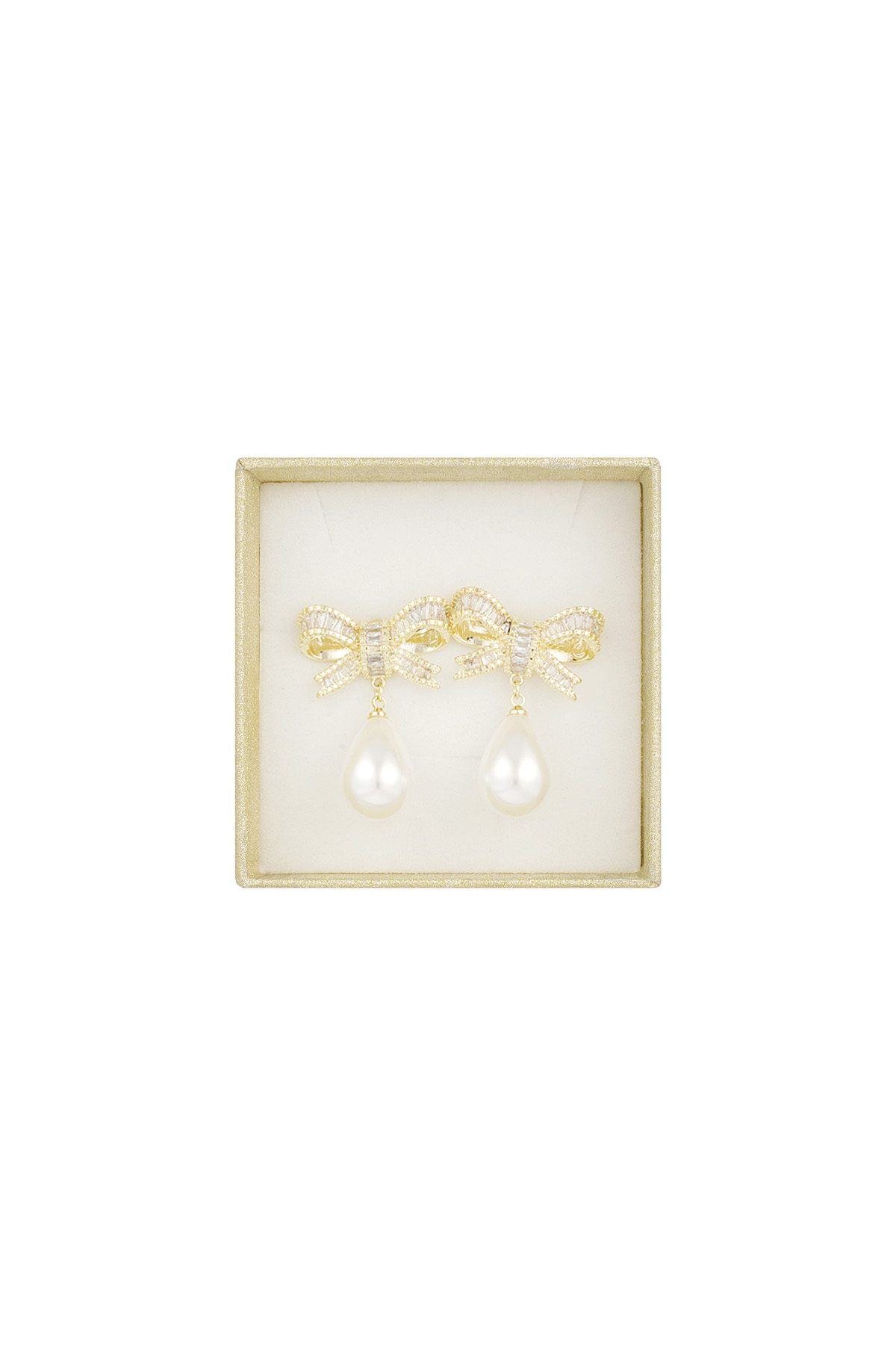 Classic bow & pearl earrings - gold h5 