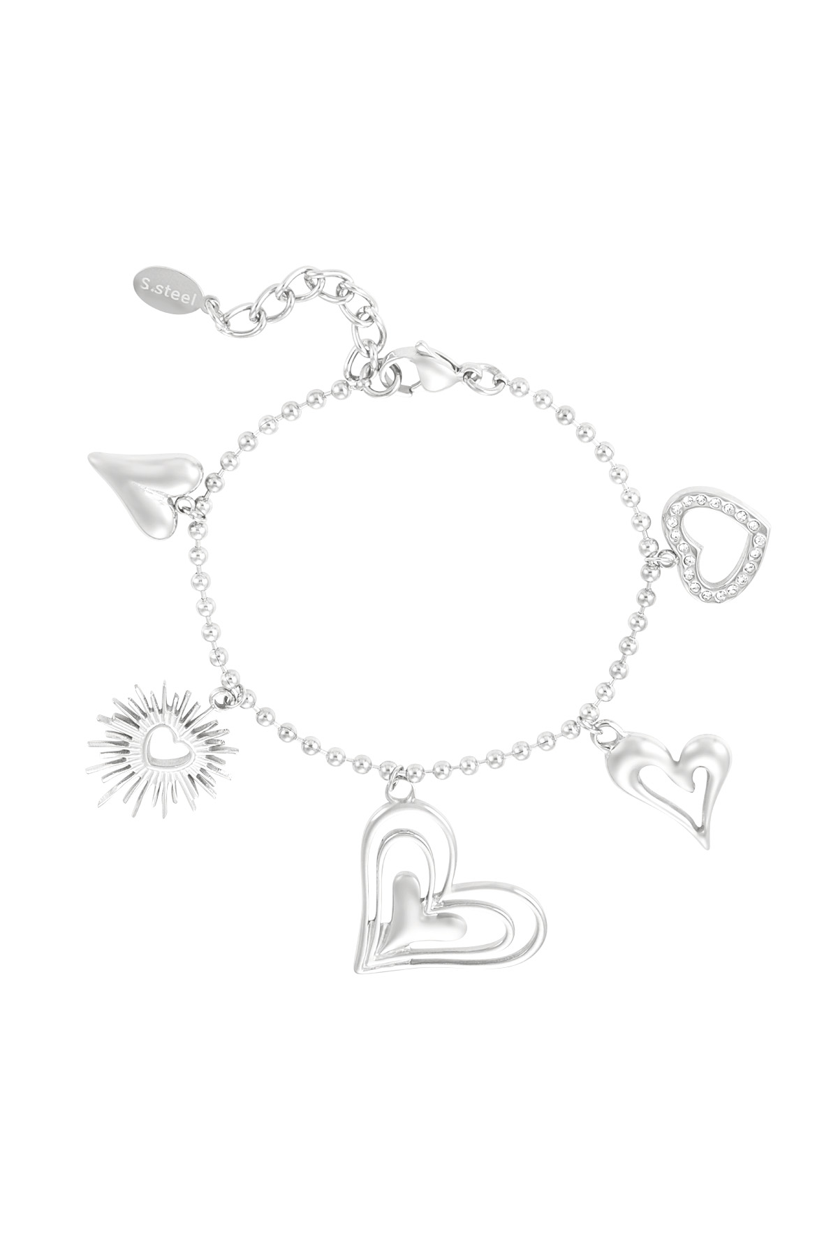 Pulsera de corazones enamorados - plata h5 