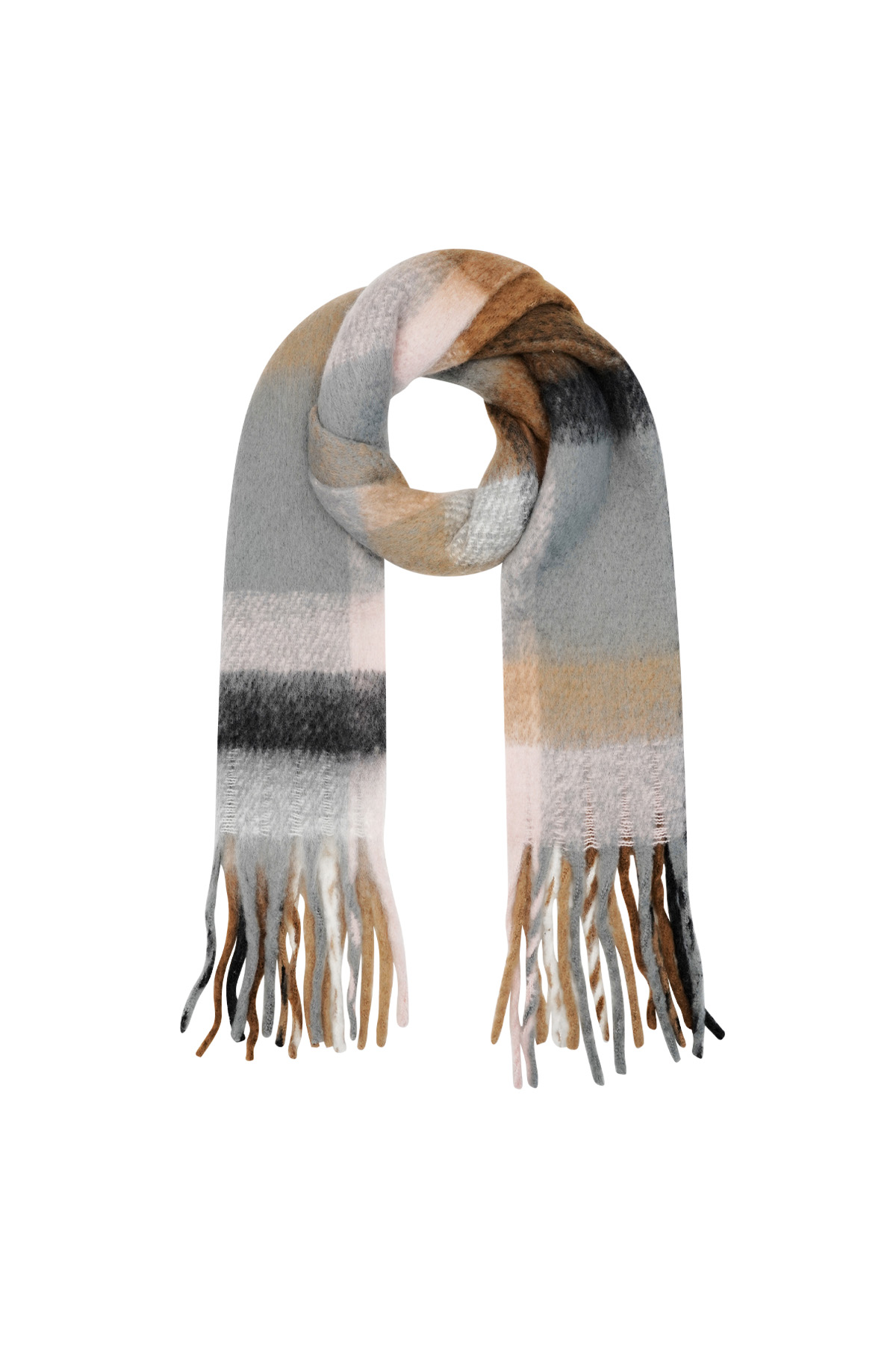 Color block scarf - brown h5 