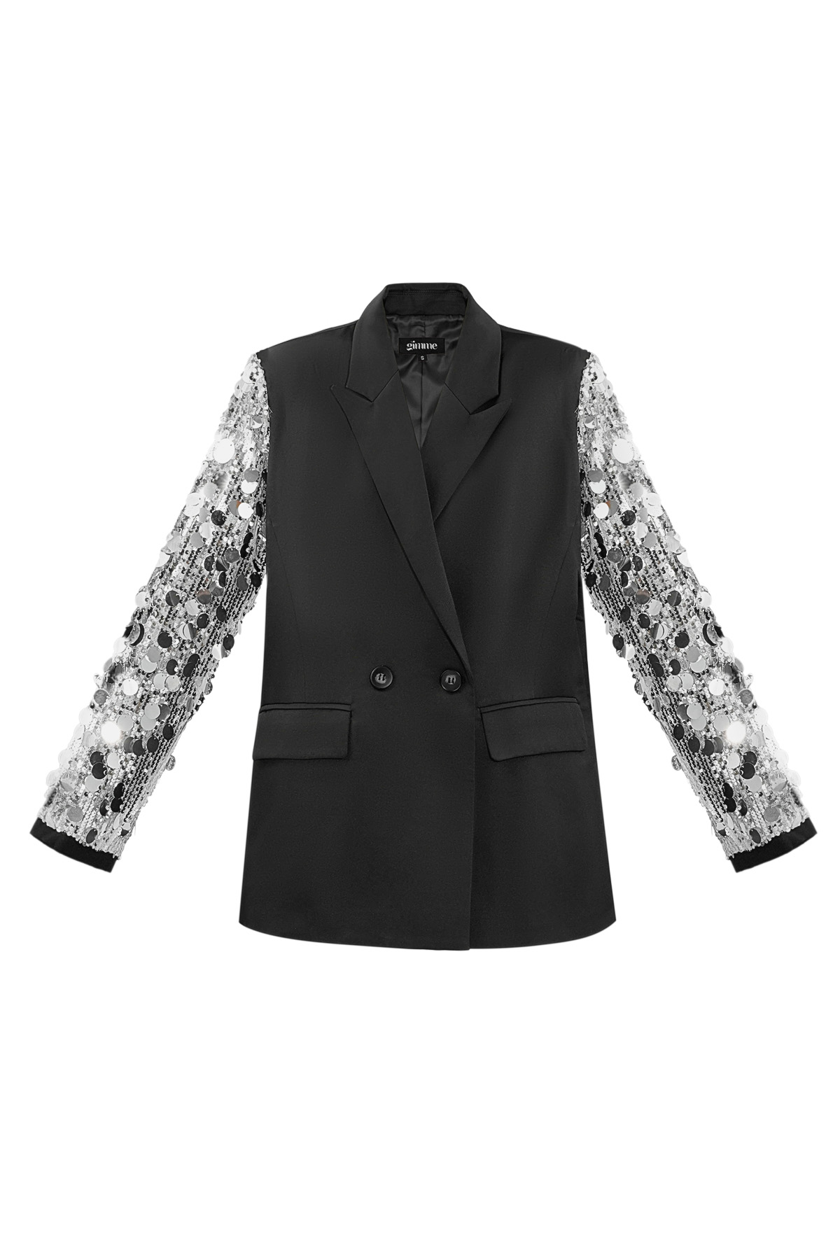 Sequin statement blazer - zwart zilver h5 