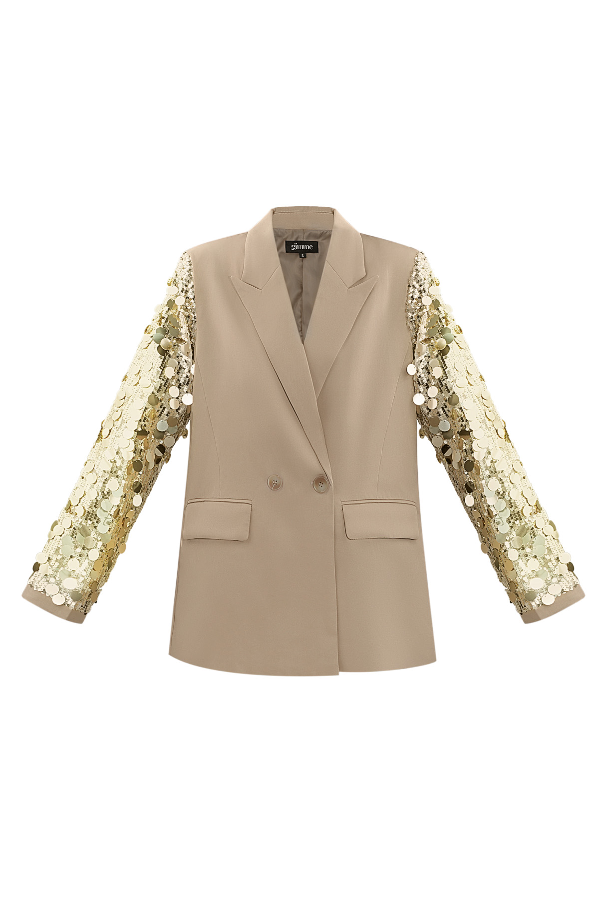 Statement-Blazer mit Pailletten - Beige h5 