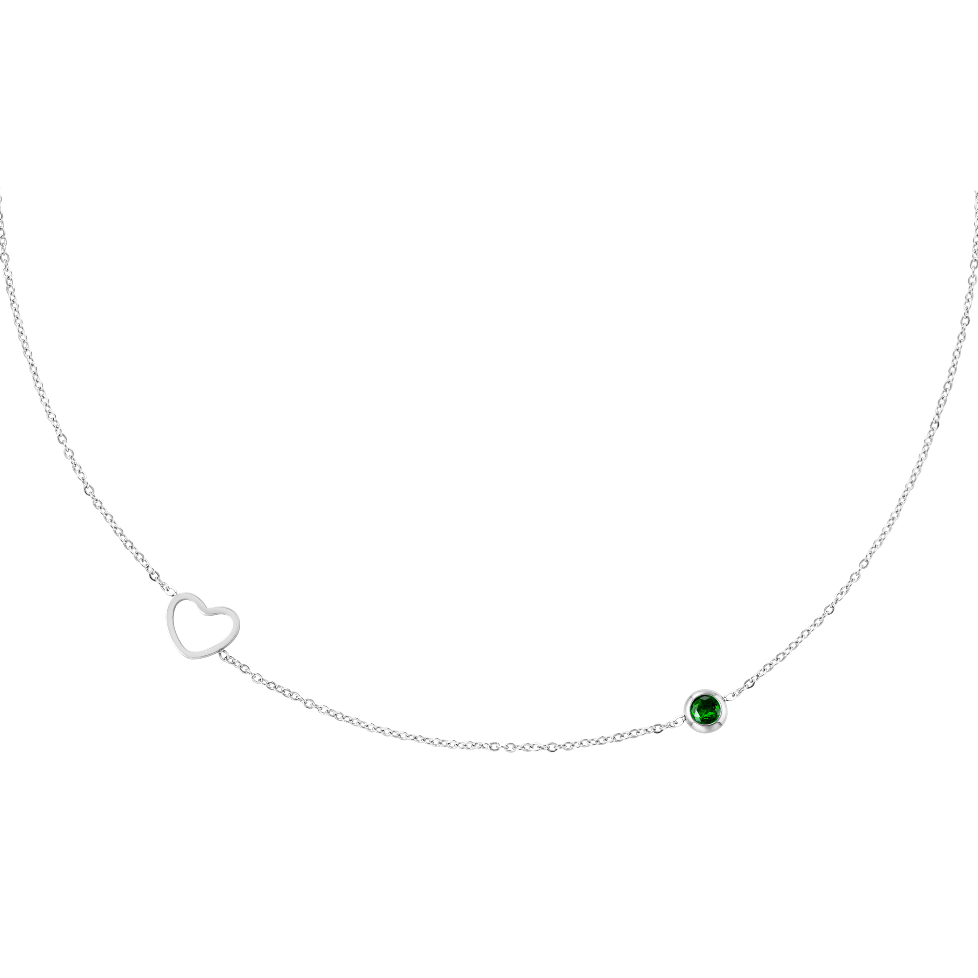 Green / Birthstone necklace January silver Picture12