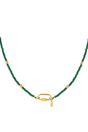Halskette mit Karabinerverschluss, grüner Stein h5 