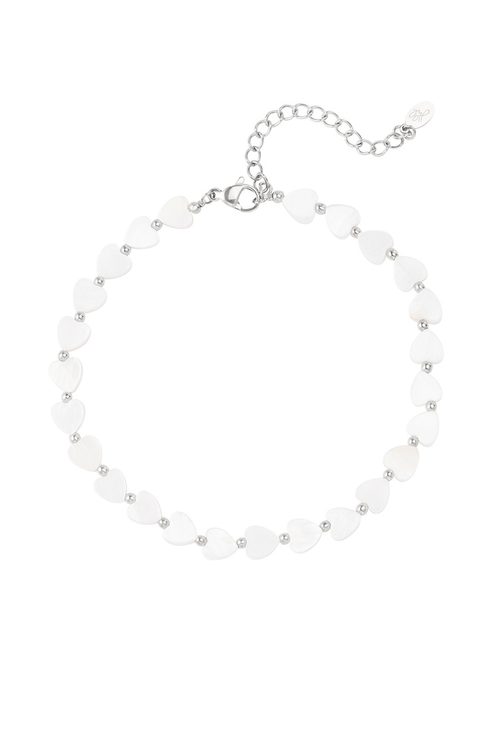 Anklet hearts shell - silver 