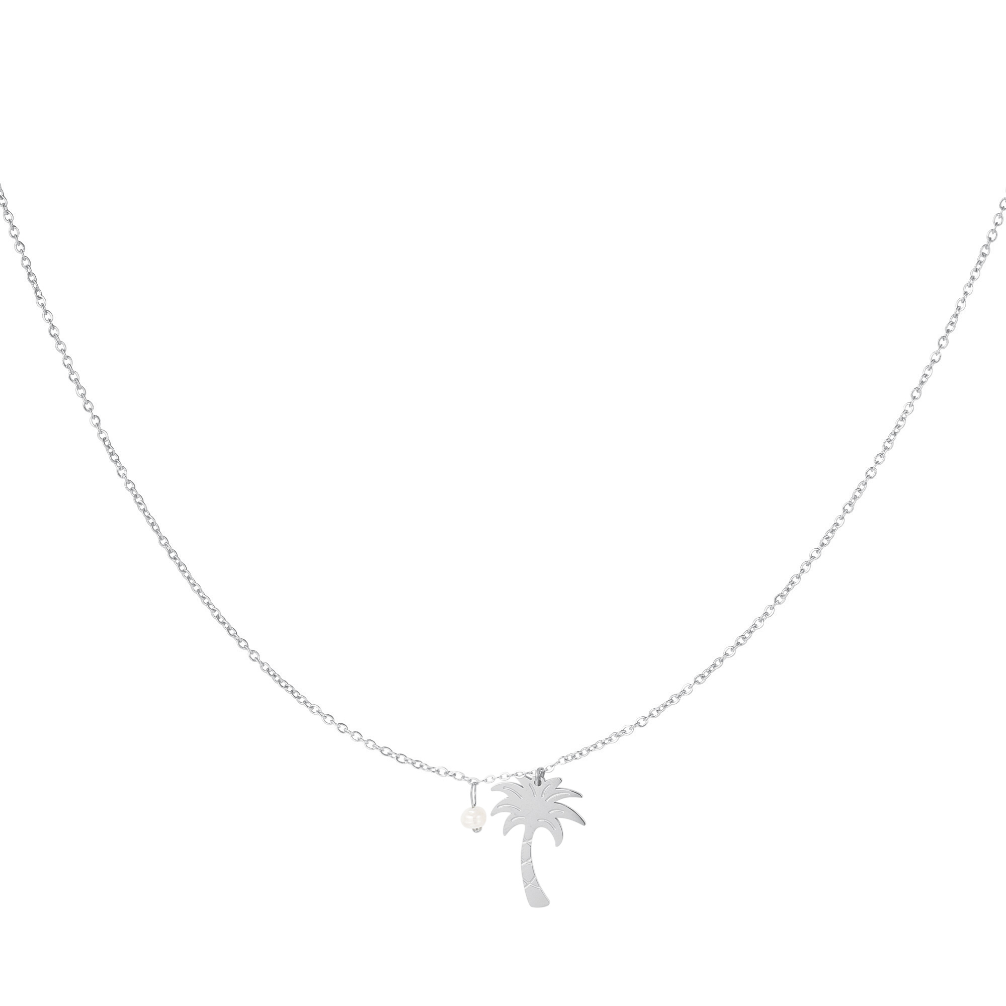 Necklace palm tree - Beach collection Silver Color Stainless Steel h5 