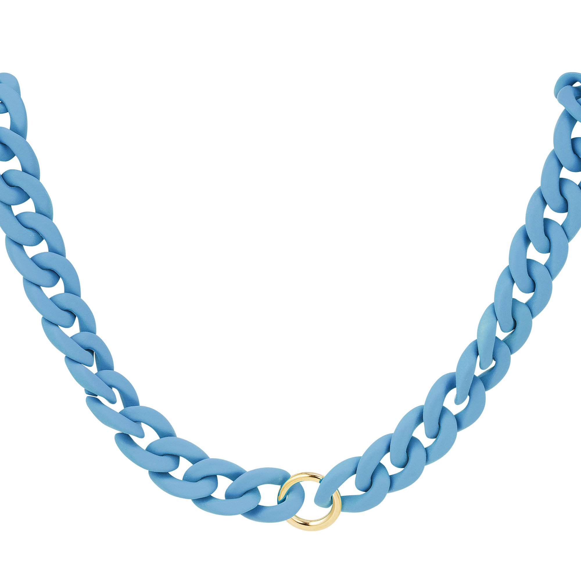 Chunky chain necklace Blue & Gold Color Acrylic  h5 