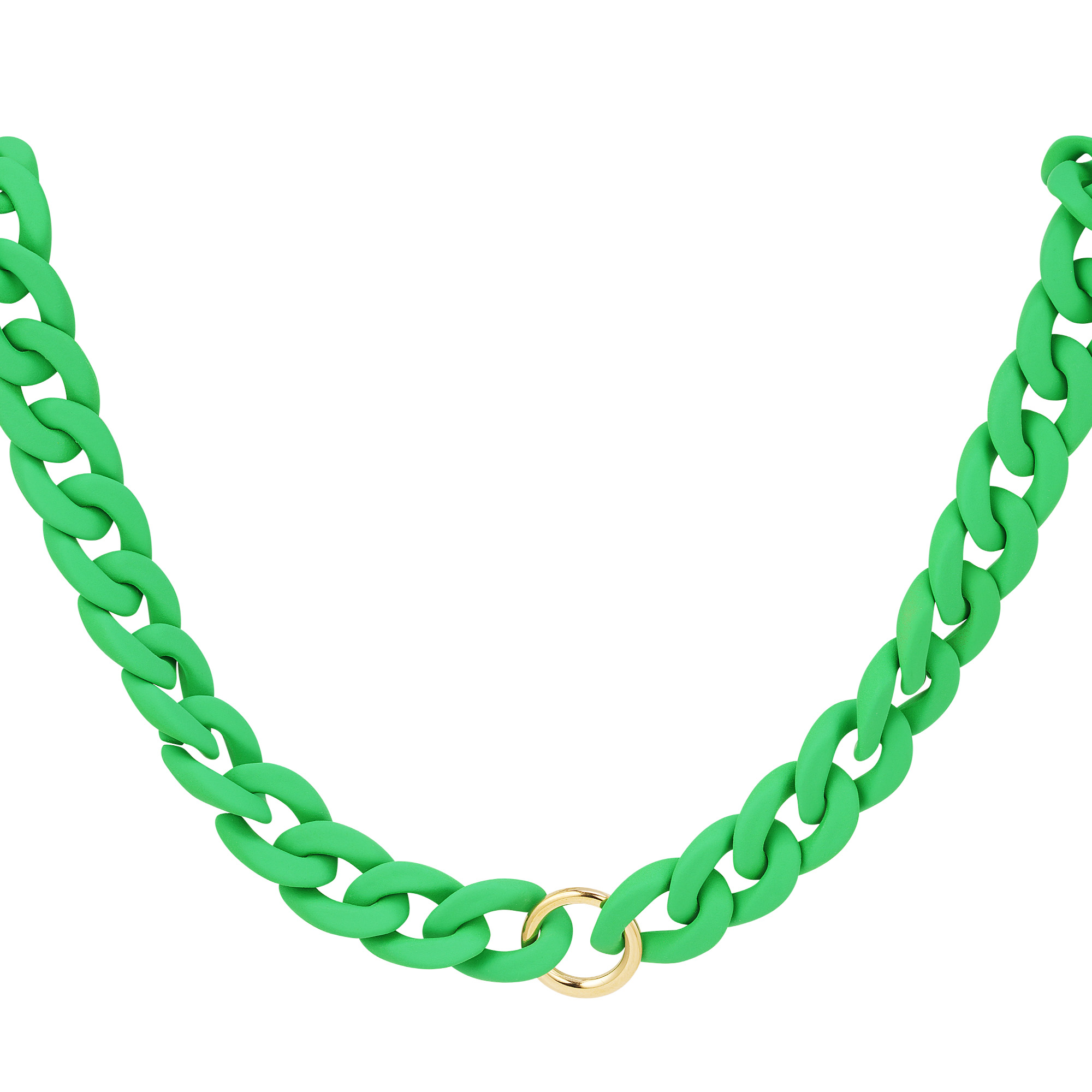 Chunky chain necklace Green & Gold Color Acrylic  h5 