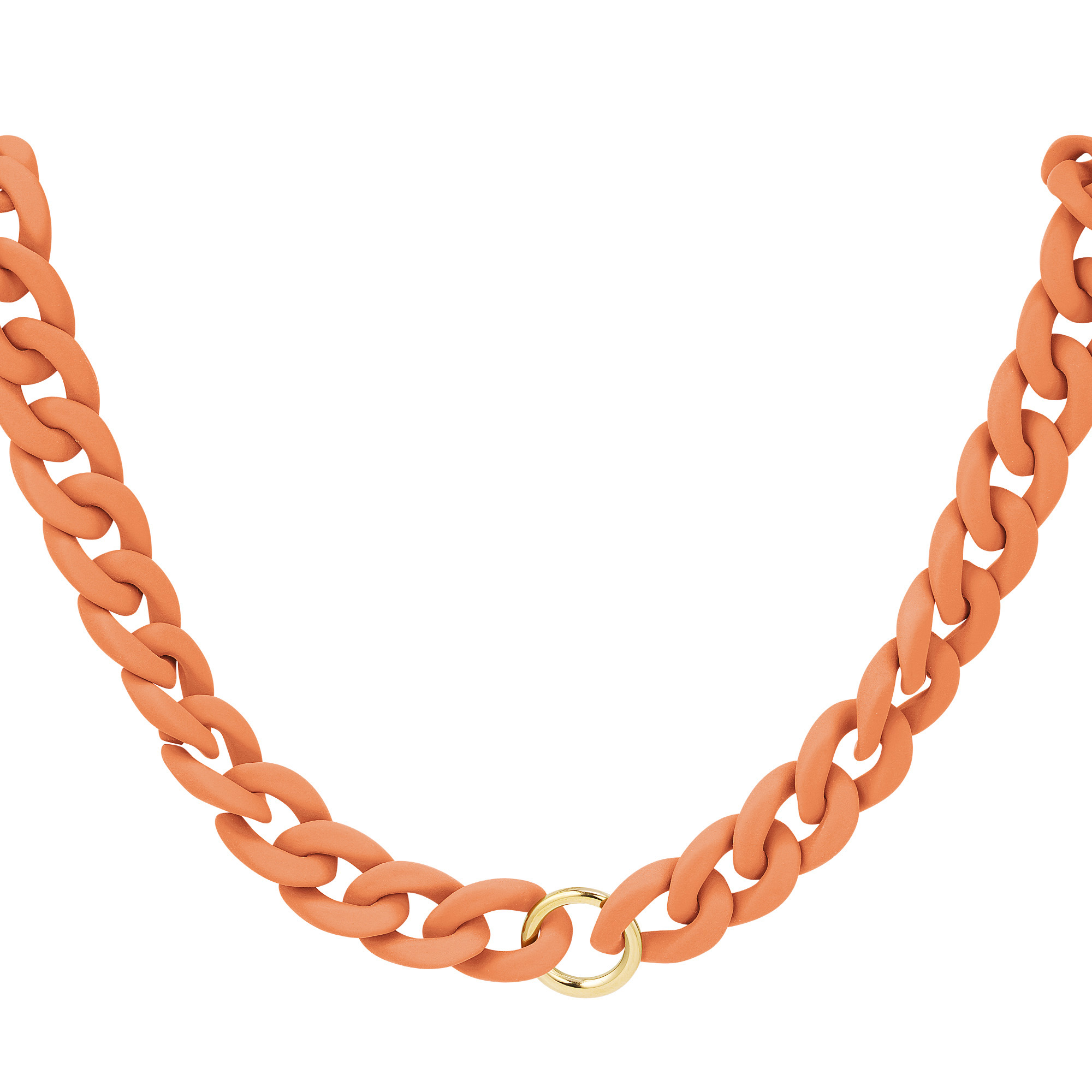 Chunky chain necklace Orange & Gold Color Acrylic h5 